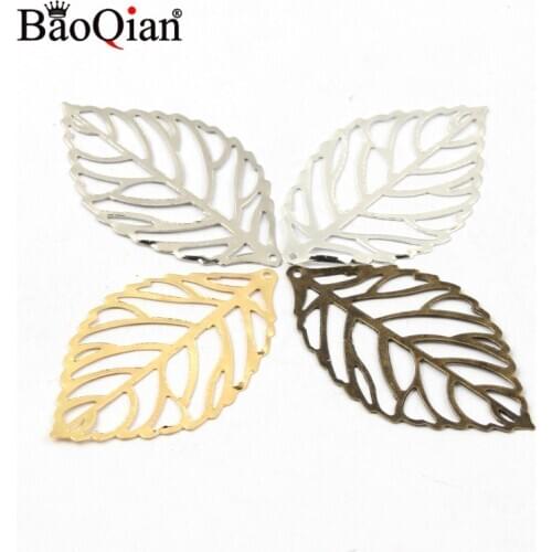 50Pcs 3Size Gold/Silver Leaves Metal Crafts Flower Filigree Wraps Connectors Embellishment Scrapbooking For DIY Home Decor