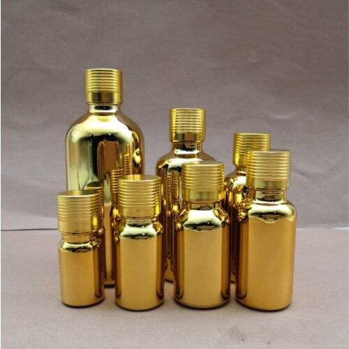 50pcs 5ml 10ml 15ml 20ml 30ml 50ml Golden essential oil glass empty bottle seal cover perfume essence lotion cosmetic container