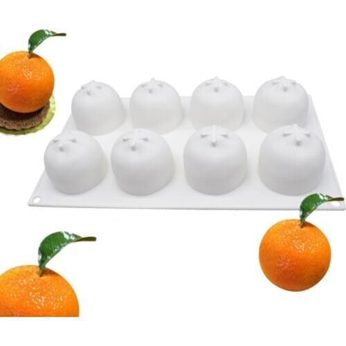 8 Cavity Orange Silicone Mousse Cake Mold Fruit Silicone Mold Citrus Cake Mold Tangerine Mousse Mould Cake Decorating Tools