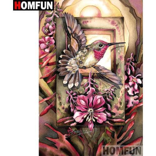 HOMFUN Full Square/Round Drill 5D DIY Diamond Painting "Bird flower" Embroidery Cross Stitch 5D Home Decor Gift A08833