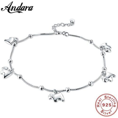 100%925 Sterling Silver Anklet Trojan Pendant Silver Anklet Woman Summer Accessories Jewelry