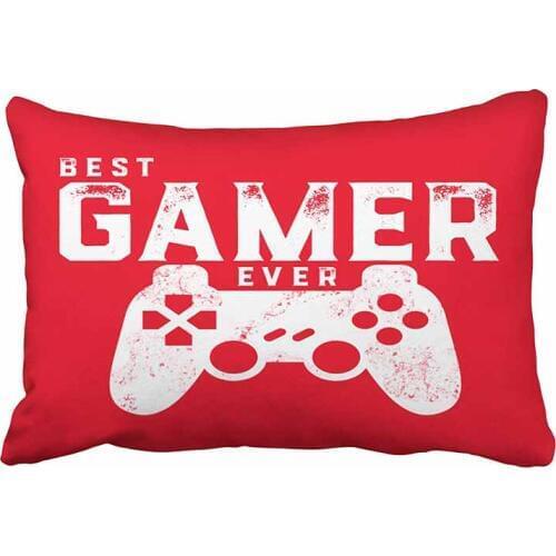 Decorative Throw Pillow Cover Queen Size 20x30 Inches Best Gamer Ever For Video Games Geek Pillowcase With Hidden Zipper F