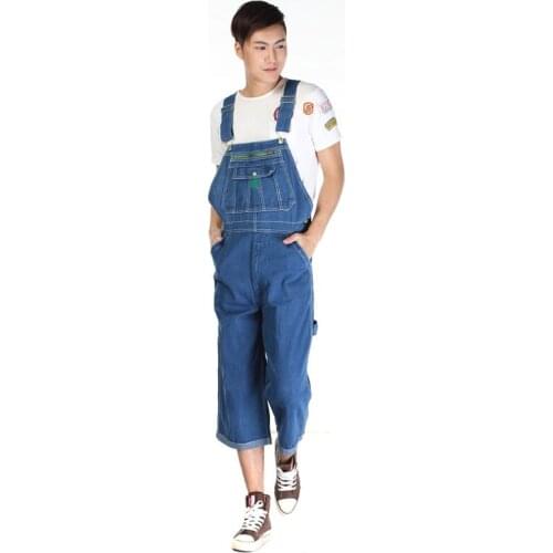 Mens Denim Overalls Large Size Strap Straight Pants Light Blue Jeans Mens Denim Shorts More Sizes 30-48 50