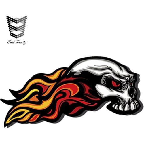 EARLFAMILY 13cm x 6cm Waterproof Car Styling Vinyl Stickers SKULL FLAME FIRE Auto Moto Decor Car HELMET MOTORCYCLE TUNING Decal