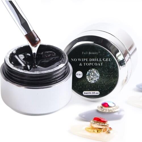 6ml No Wipe Gel Nail Glue Top Coat Strong Adhesive Glue For Rhinestones Decorations Jewelry Tips UV Gel Polish Accessories TR781