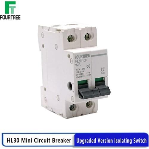 2P Main Switch HL30 Isolating Circuit Breaker Household Function Disconnector Isolator 32A 63A 100A Laser Printing