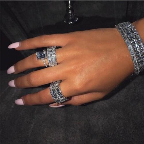 925 Sterling silver Promise ring Diamond cz Stone Engagement Wedding Band Rings for women men Gemstones Party Jewelry Gift