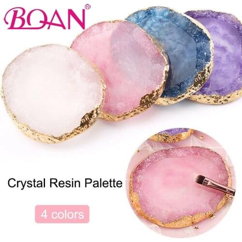 BQAN 1pc Natural Resin Agate Nail Art Varnish Color Mixing Display Palette Gel Polish Painting Shelf Holder Manicure DIY Tool