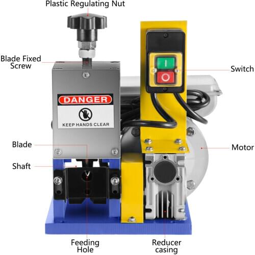 Cable Wire Stripping Machine 1.5-25mm Automatic Electric Wire Stripping Machine 1 Channel Portable Blue Wire Stripper Machine