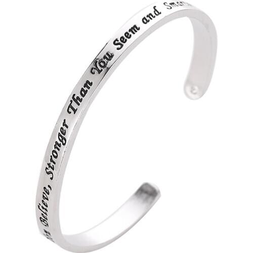 Metallic Alloy Electroplating English Letters C-shaped Geometry Open-end Lettering Adjustable Rose Gold Bangles for Women