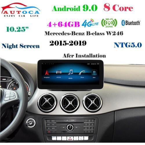 8 Core 4G 10.25"Blue Ray Screen Android 10 Display For Mercedes Benz B Class 2015-2019 W246 Gps Radio Stereo Multimedia Player