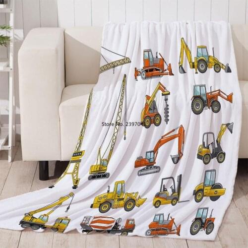 Excavator Soft Thin Nap blanket Velvet Plush Beach Towel For Children Blanket Throws Summer bedsheet Travel Dropship Custom