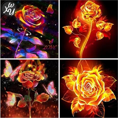 Flame Rose Diamond Painting Kits for Adults Diamond Mosaic Flowers Cross Stitch Kits Full Diamond Embroidery for Home Decoration