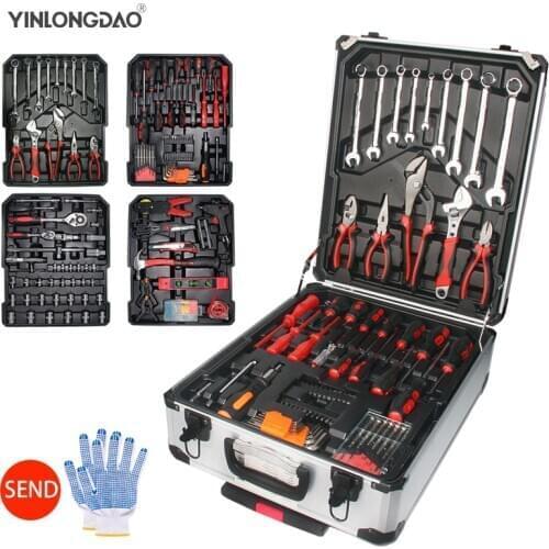 187PCS Tool Set Hand Tool Kit Aluminum Trolley Case Tool Box Set Car Repair Kit Home Tool Set