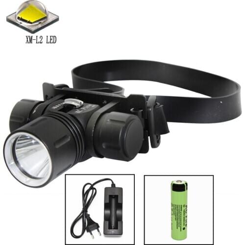 Underwater Diving Headlamp XM-L2 LED Waterproof dive Swimming healight Underwater scuba light + 18650 battery + Charger