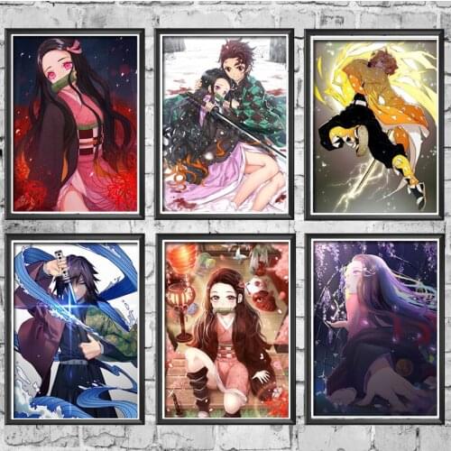 Wall Art Nordic Printed Poster Anime Demon Slayer HD Kimetsu Canvas Home Decoration Painting Boys Room Modular Picture No Frame