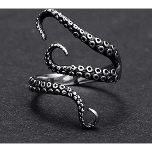 2021 New Creative Octopus Ring for Men Women Opening Adjustable Stainless Steel Student Jewelry Domineering Personality Gifts