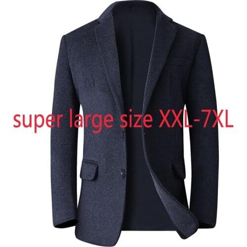 New Arrival Fashion Super Large Mens Woolen Coat Men Winter Suit Collar Casual Single Breasted Thick Plus Size 2XL-4XL5XL6XL7XL