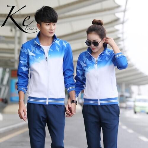 KE blue red suit men women autumn long-sleeved mens casual couple sportswear suit sports set men tracksuit women