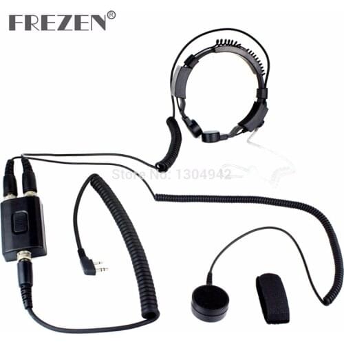 Professional Military Police FBI Throat Microphone Covert Acoustic Tube Earpiece Headset 2pin for Icom Maxon Yaesu Vertex Radio
