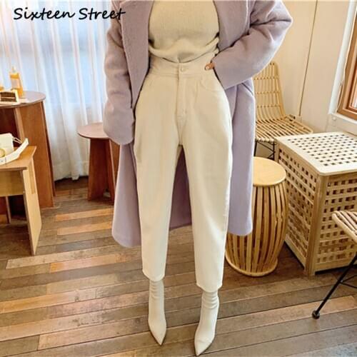 Straight Baggy Jeans Women Korean Style Clothes High Waisted Ankle-Length Pants Female High Waist Denim Aesthetic Y2K White 2020