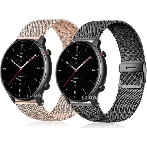 For gtr2 Milanese Watchband Strap for Huami Amazfit Gtr 2 2e /GTR 47mm/Stratos 3 2 Bracelet Band Replacement Wristband Correa
