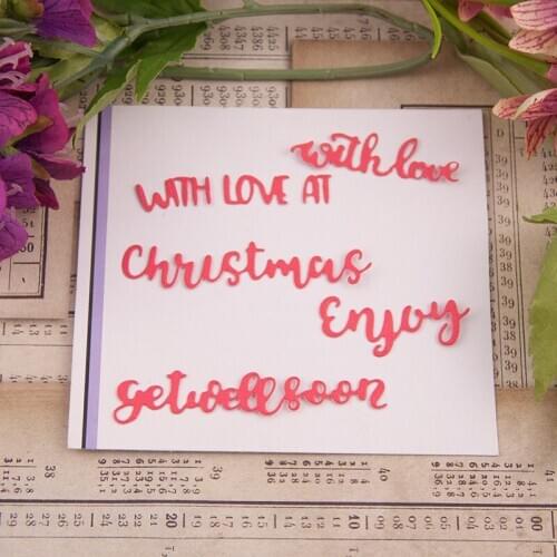 5 PCS Love Words DIY Metal Cutting Cutter Carbon Steel Paper-cut Card Template Words Christmas Dies Metal Dies