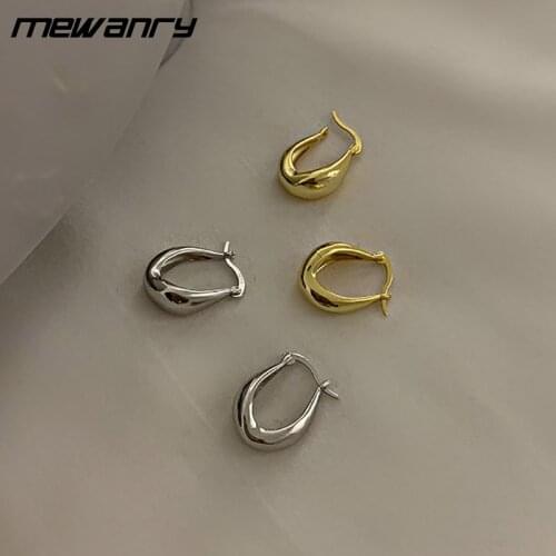 Mewanry 925 Sterling Silver Stud Earrings Spring New Fashion France Gold Plated Water Drop Ear Jewelry Party Gifts for Women
