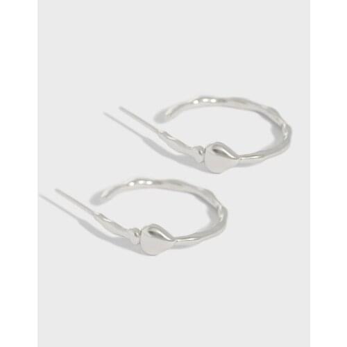 SHANICE 100% 925 Sterling Silver Small Hoop Earings ins retro design sense ancient craftsmanship matte heart-shaped circle