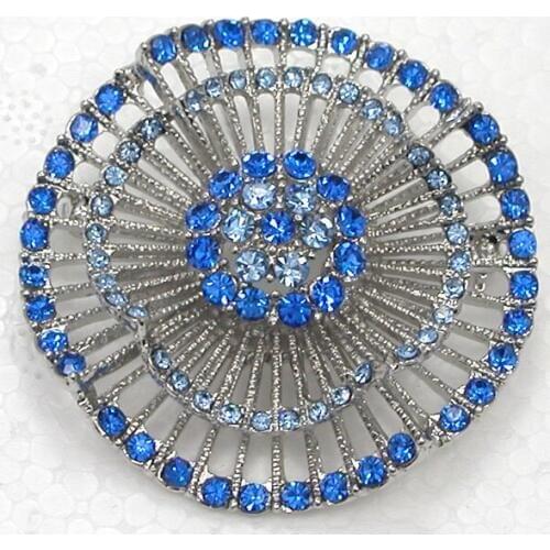 Blue Rhinestone Flower Pin brooches C2092 B