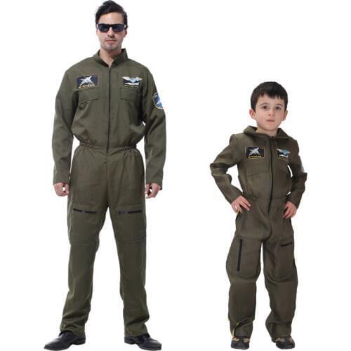 Snailify Halloween Costume For Adult Men Top Gun Costume Adult Army Green Flight Suit Costume