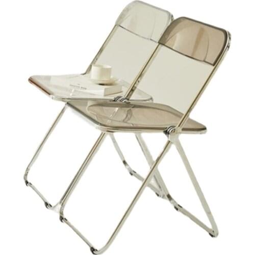 Modern Minimalist Home Dining Chair Net Red Ins Transparent Chair Backrest Acrylic Folding Chair Clothing Store Photo Stool