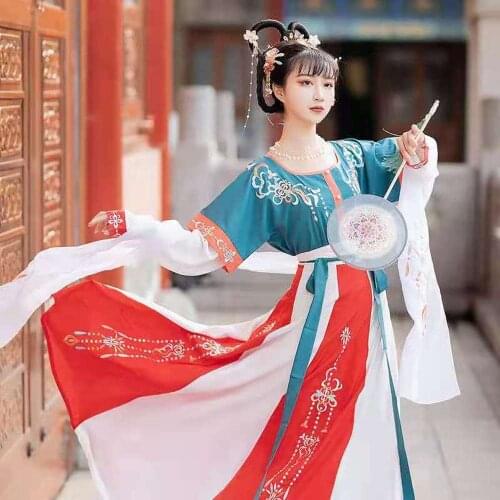 Traditional Chinese Women Hanfu Tang Suit Dynasty Clothing Set Kimono Yukata Floral Robe Skirt Party Dress Dance Cosplay Costume