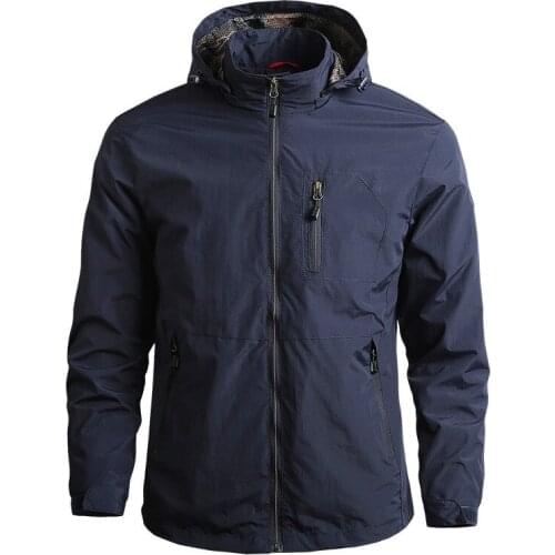 Men Spring Fall Military Windbreaker Breathable Jacket Casual Long Sleeves Hooded Jacket Outwear Male Autumn Waterproof Coat
