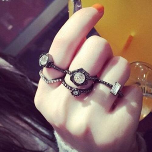 Vintage Ring Sets Punk Geometric Crystal Rings Female Love Heart Ring Wholesale 2020 Latest Fashion Jewelry 5pcs/set Beach Rings
