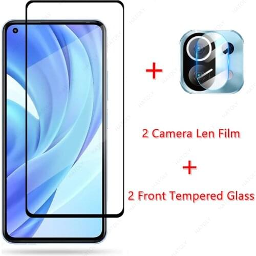 2PCS Glass for Xiaomi Mi 11 Lite Tempered Glass for Xiaomi Mi 11 Lite 10T Pro Lite 5G Film Screen Protector Camera Len Film