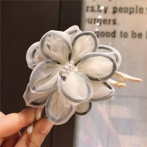 Camellia Fairy Hair Claws Hair Accessories For Girls Flower Robbin Hairpin Handmade Hair Clips