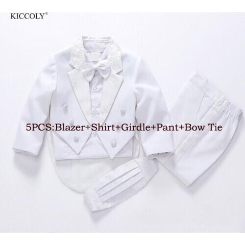 Boys Wedding Suits Solid White Blazers Pants Sets Children Groom Formal Prom Party Communion Performance Costume