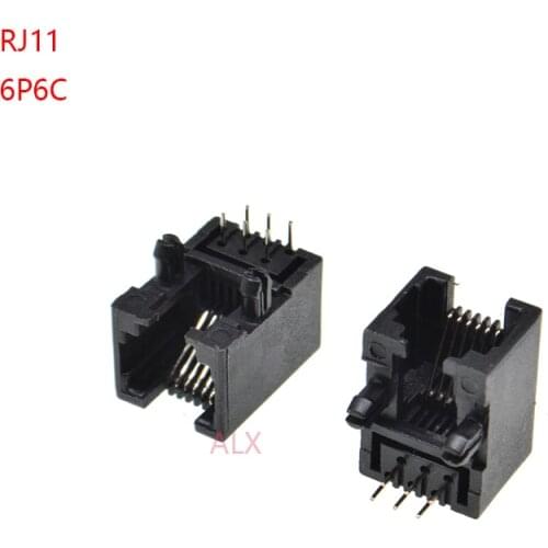 10PCS RJ11 telephone FEMALE SOCKET RIGHT ANGLE 95001 6P6C female jack pcb connector