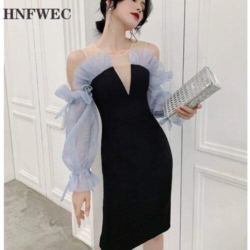 2020 new summer fashion women clothes round neck off the shoulder ruffles pullover mini length dress sexy U854