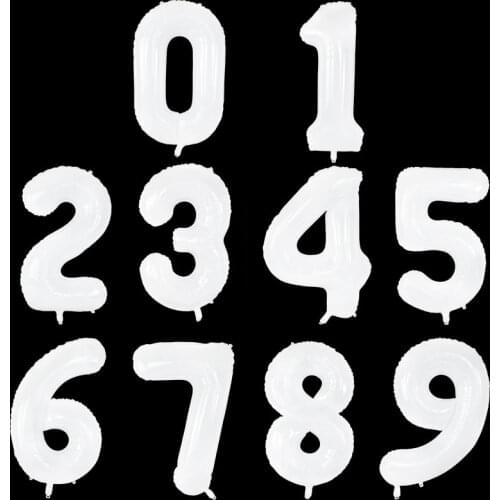 40inch White Number Balloon 0 1 2 3 4 5 6 7 8 9 Aluminum Foil Balloon Birthday Party Decoration Baby Shower Large Figures Globos