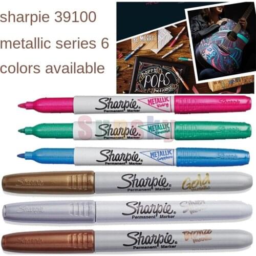 6 color USA Metallic sharpie 39100 gold silvery coppery marker,Markers on dark surface,waterproof industry oil marker,1MM head