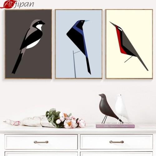 Atfipan Geometric Bird Wall Art Print Canvas Painting Animal Posters And Prints Modern Wall Pictures For Living Room Home Decor