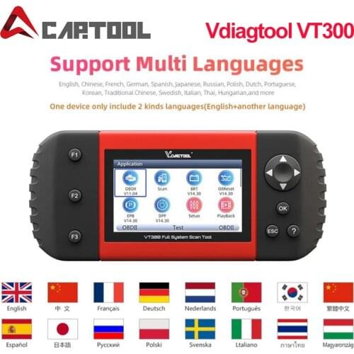 VDIAGTOOL VT300 Auto Diagnostic Scanner EPB DPF DRP BRT OBDII OBD2 Support Multi Car Models Automotive Tools