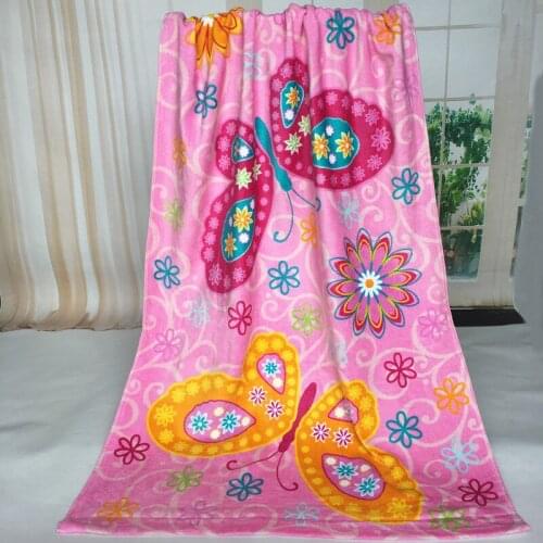 Free shipping 75*150cm Cartoon Pink Butterfly Towels baby bath towel Children Beach Bath Towel Cartoon Children Cover