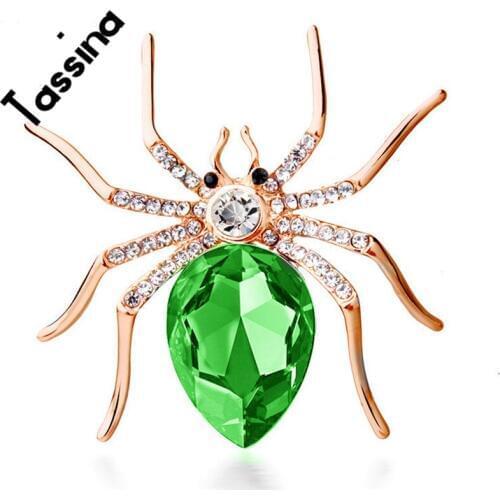 Tassina brooches Rose Gold Color Zircon Crystal Luxury CC Spider Insect Brooches Female Fashion Brooches for women IK5785
