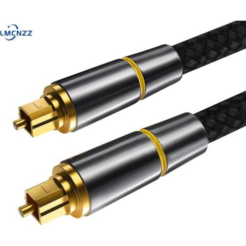 Digital Optical Audio Cable 24K Gold-Plated Speaker Cable Connector Braided Mesh Suitable for Ps3/4 X Box Tv Blu-Ray Player