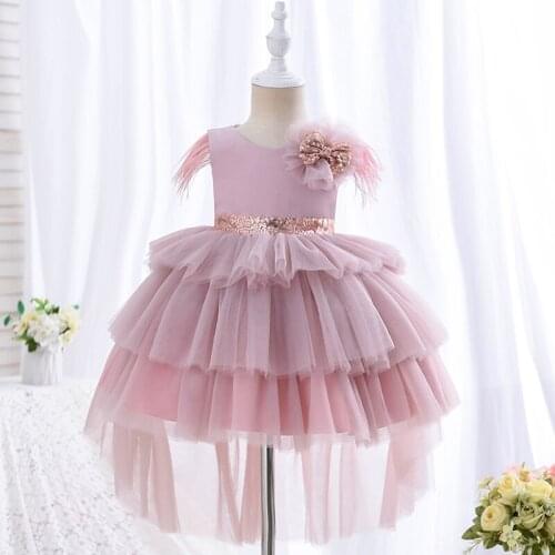 Childrens Clothing Summer Bow Princess Dress Girl Baby Party Costume Girl Catwalk Tutu Dress Kids Elegant Sequins Evening Dress