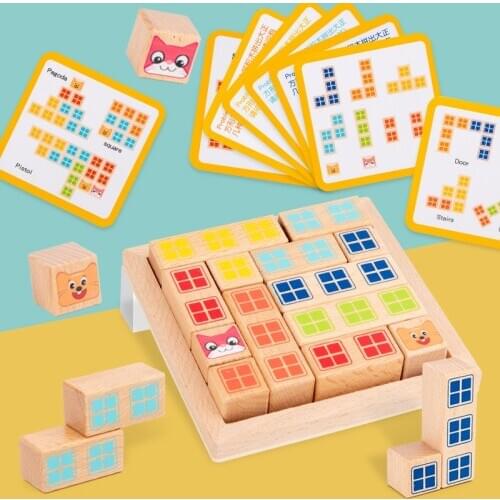 Children Early Education Intelligence Building Block Wooden Toy Cats and Mice Pass Through logic Thinking Game IQ Board Game