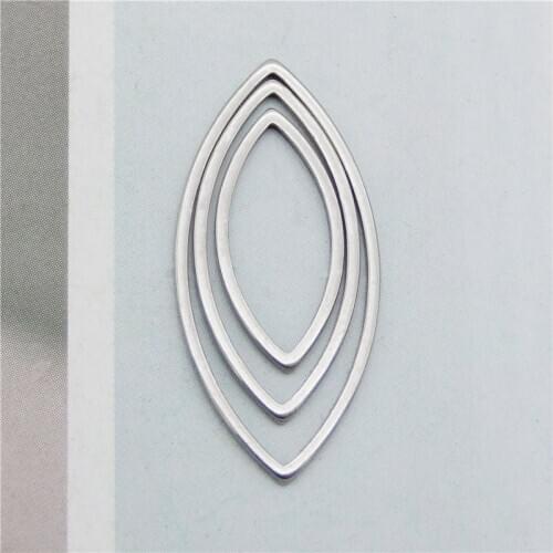 Julie Wang 12PCS Hollow Eye Shape Charms Stainless Steel Gold Silver Color Oval Pendants Bracelet Jewelry Making Accessory